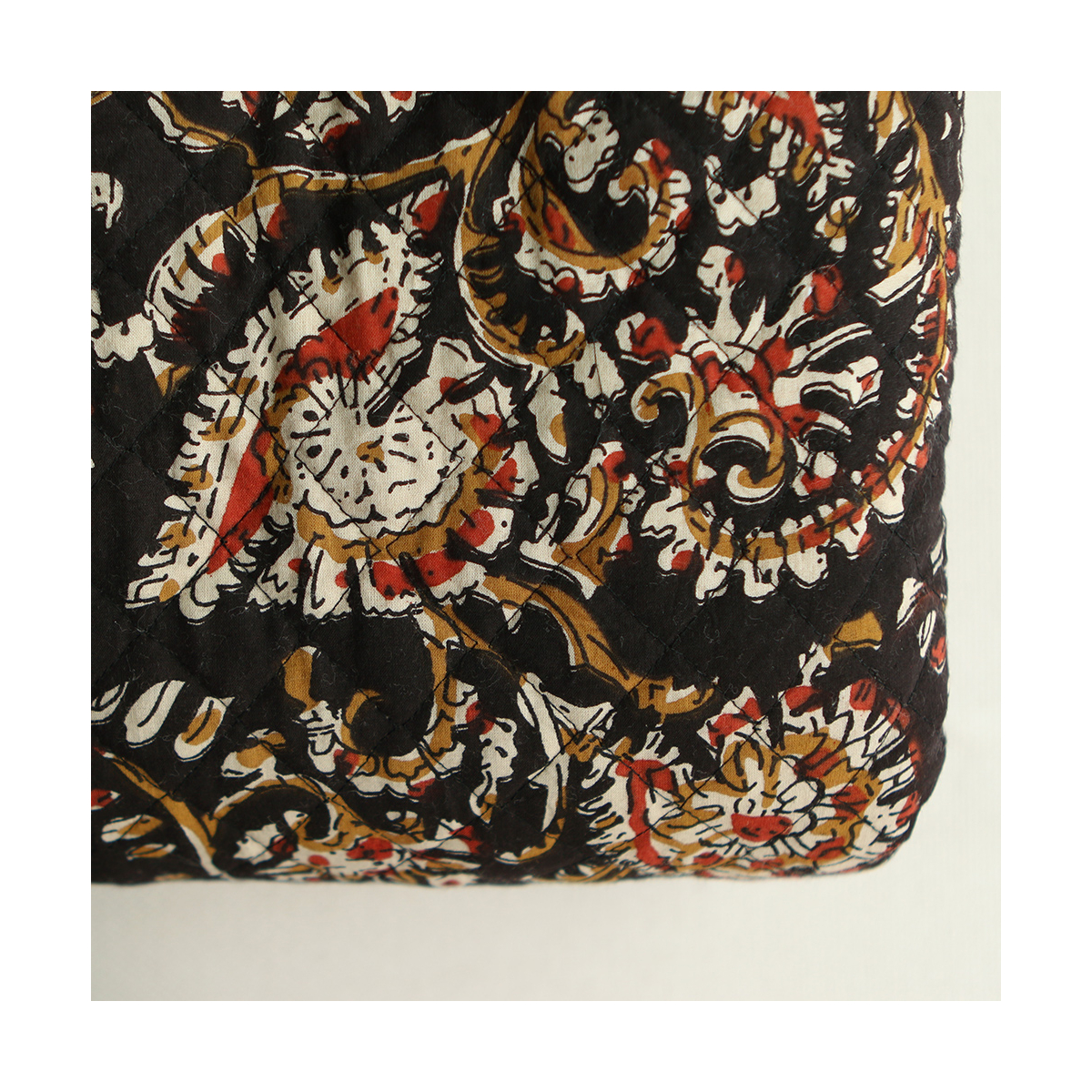 Kajal - Tissu indien matelassé double face coton hand block teal largeur 100cm