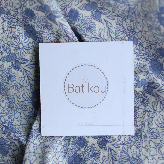 Zomea - Double gaze de coton fond écru motif bleu