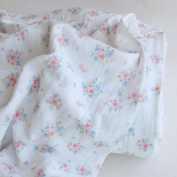 Zoé - Double gaze de coton BIO motif petites fleurs