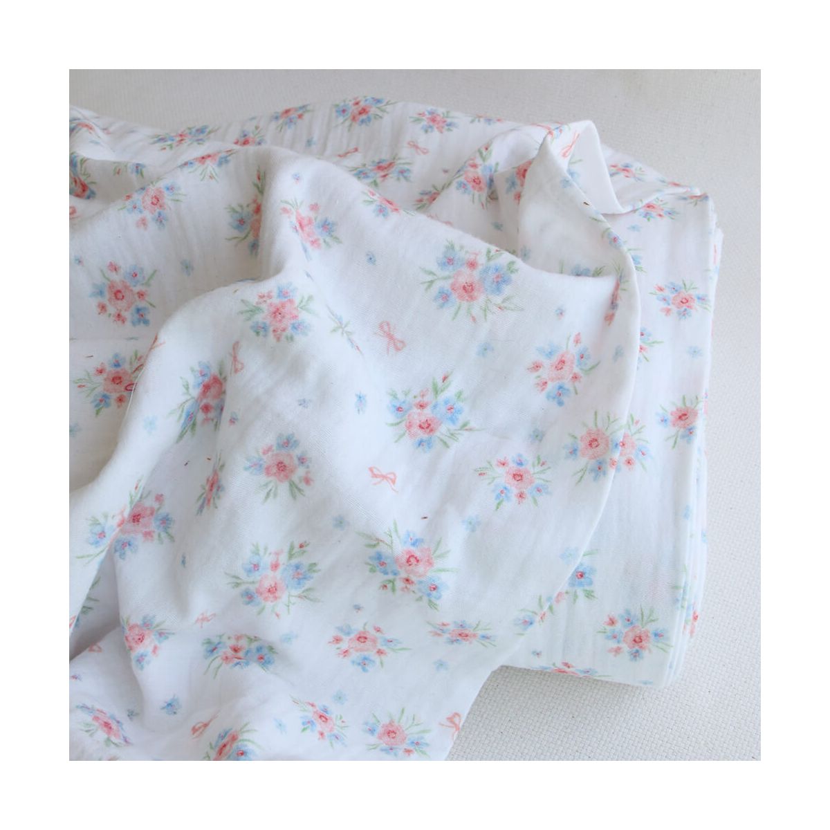 Zoé - Double gaze de coton BIO motif petites fleurs