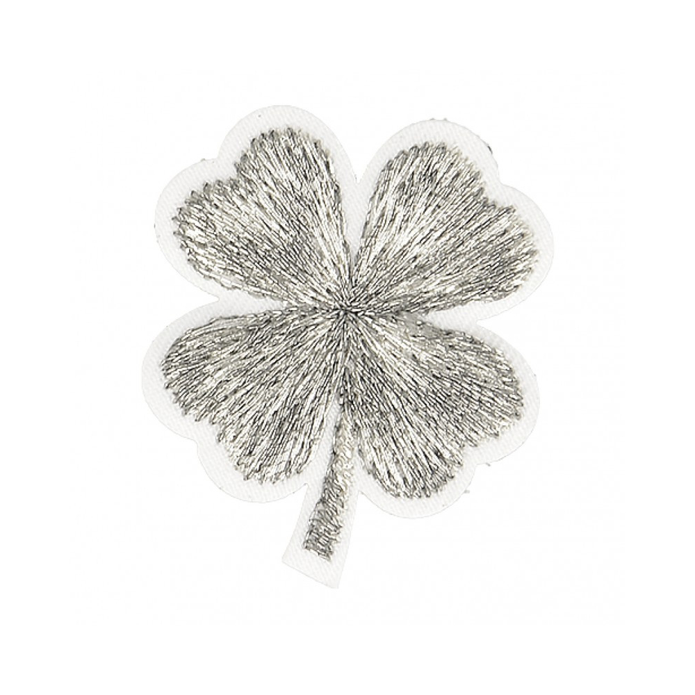 Ecusson thermocollant sans couture Trèfle à 4 feuilles métallisé 3cm
