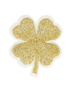 Ecusson thermocollant sans couture Trèfle à 4 feuilles métallisé 3cm 2