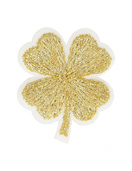 Ecusson thermocollant sans couture Trèfle à 4 feuilles métallisé 3cm