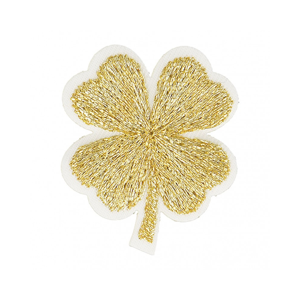 Ecusson thermocollant sans couture Trèfle à 4 feuilles métallisé 3cm