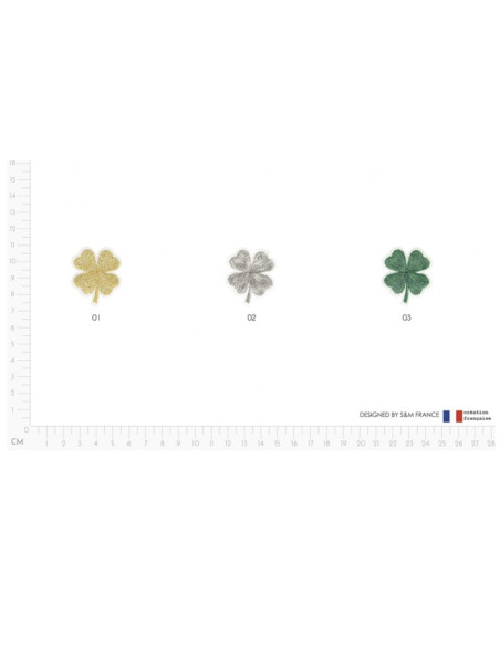 Ecusson thermocollant sans couture Trèfle à 4 feuilles métallisé 3cm