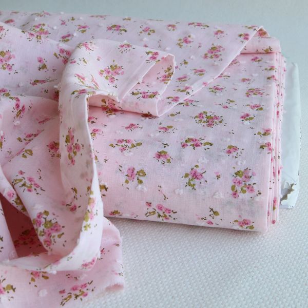 copie de Helene - Plumetis de coton imprimé fleuri rose