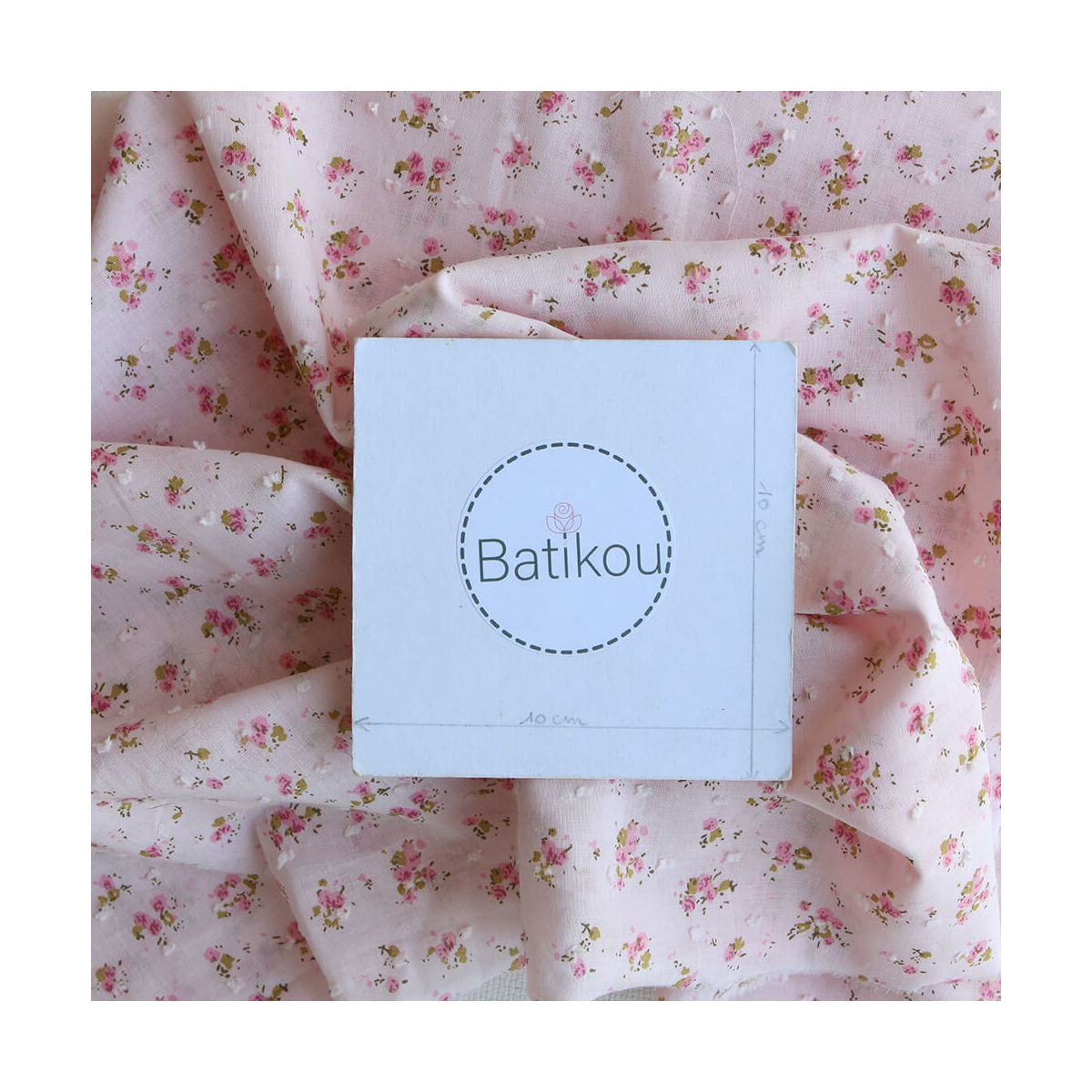 copie de Helene - Plumetis de coton imprimé fleuri rose