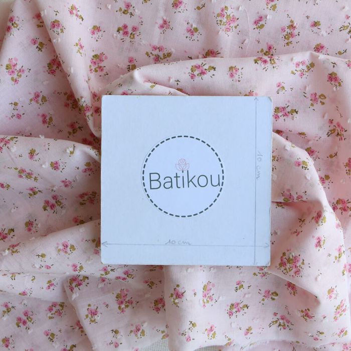 copie de Helene - Plumetis de coton imprimé fleuri rose