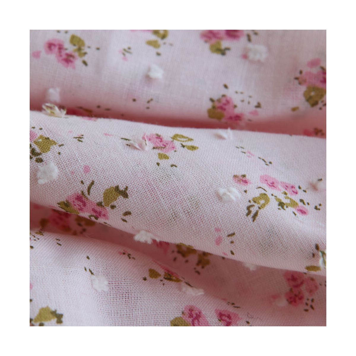 copie de Helene - Plumetis de coton imprimé fleuri rose