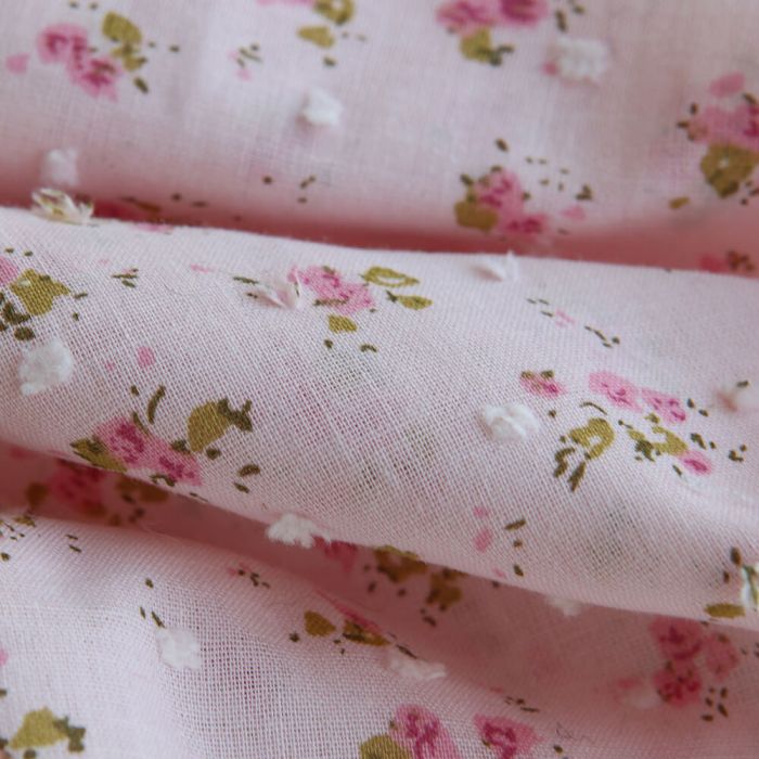 copie de Helene - Plumetis de coton imprimé fleuri rose