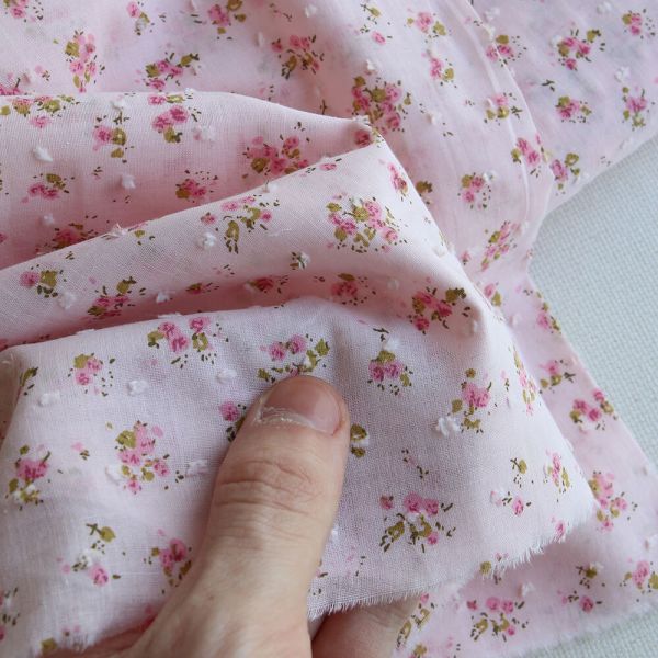 copie de Helene - Plumetis de coton imprimé fleuri rose 2