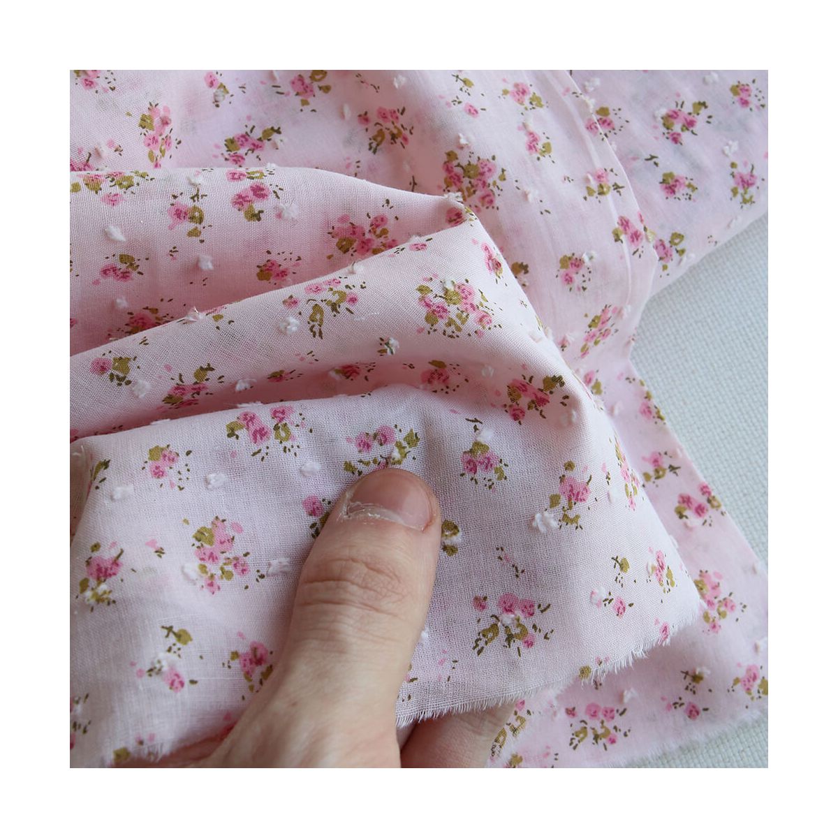 copie de Helene - Plumetis de coton imprimé fleuri rose