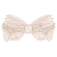 Ecusson thermocollant sans couture noeud argenté rose 5cm