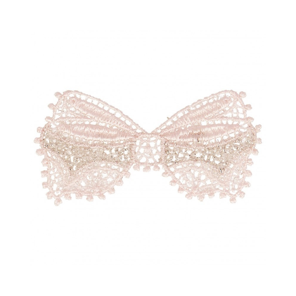 Ecusson thermocollant sans couture noeud argenté rose 5cm