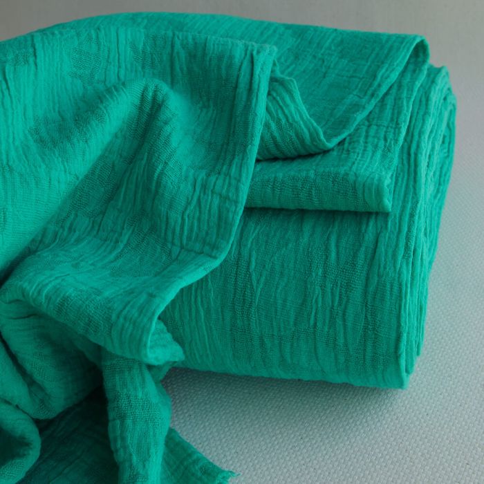 copie de Livia - Double gaze de coton jacquard graou jaune tendre et écru réversible