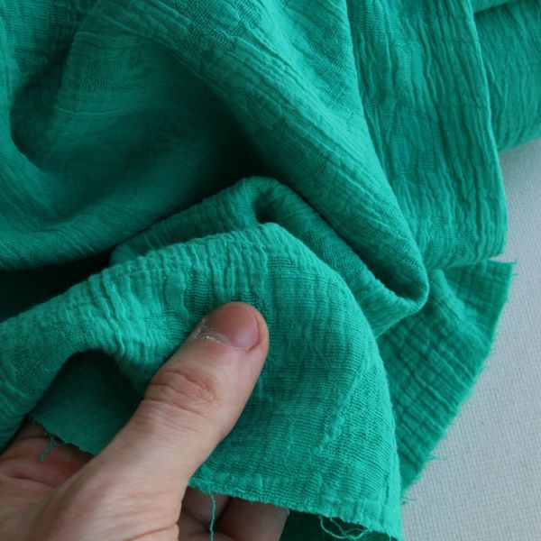 copie de Livia - Double gaze de coton jacquard graou jaune tendre et écru réversible 2