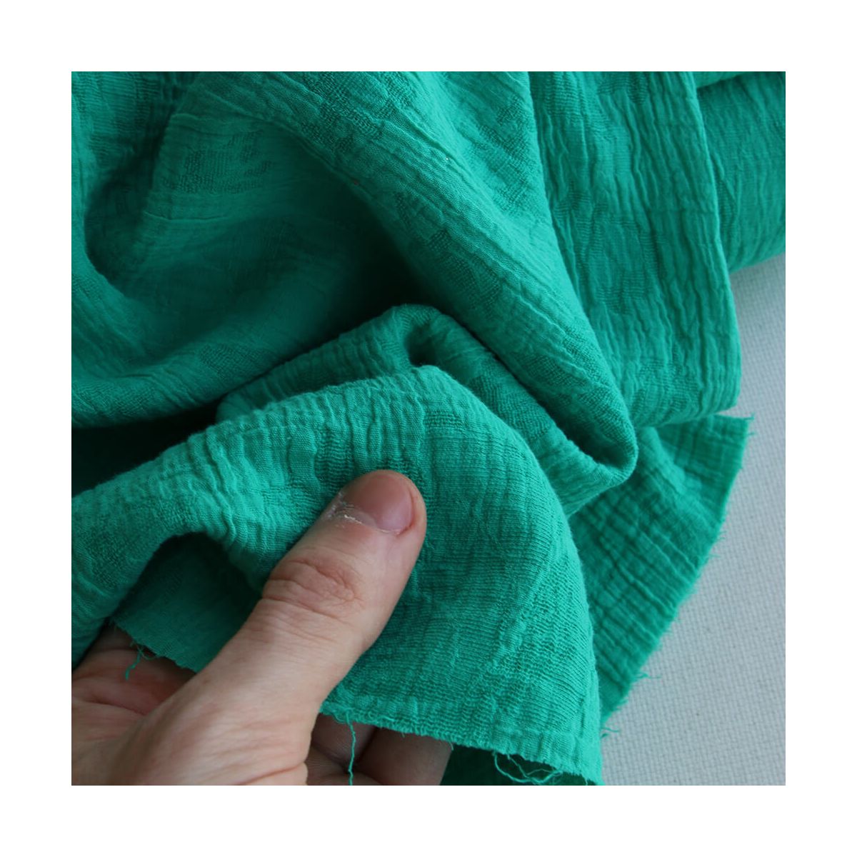 copie de Livia - Double gaze de coton jacquard graou jaune tendre et écru réversible