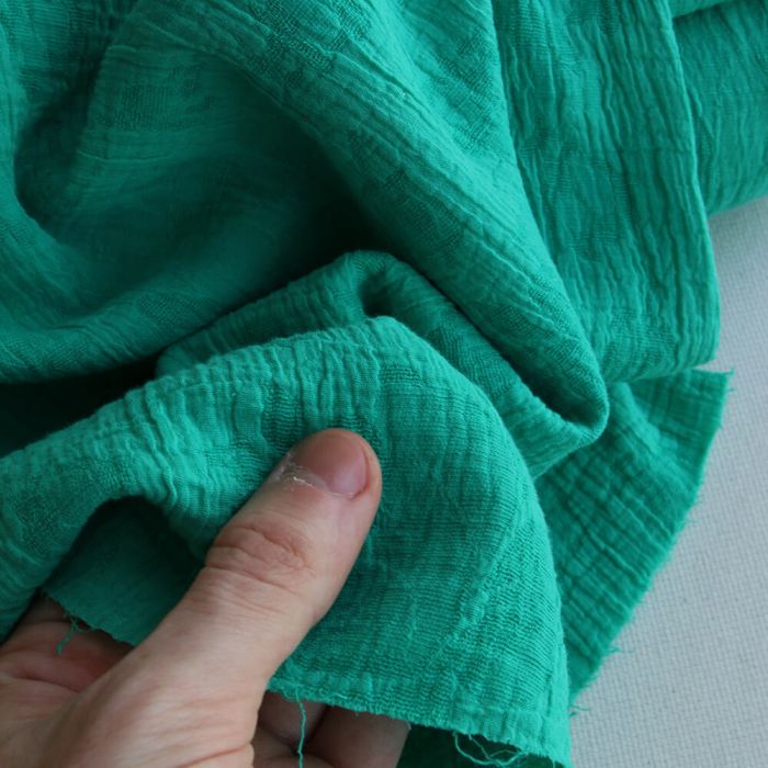 copie de Livia - Double gaze de coton jacquard graou jaune tendre et écru réversible