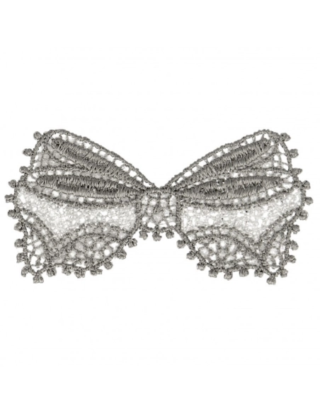 Ecusson thermocollant sans couture noeur gris plomb / argent 5cm