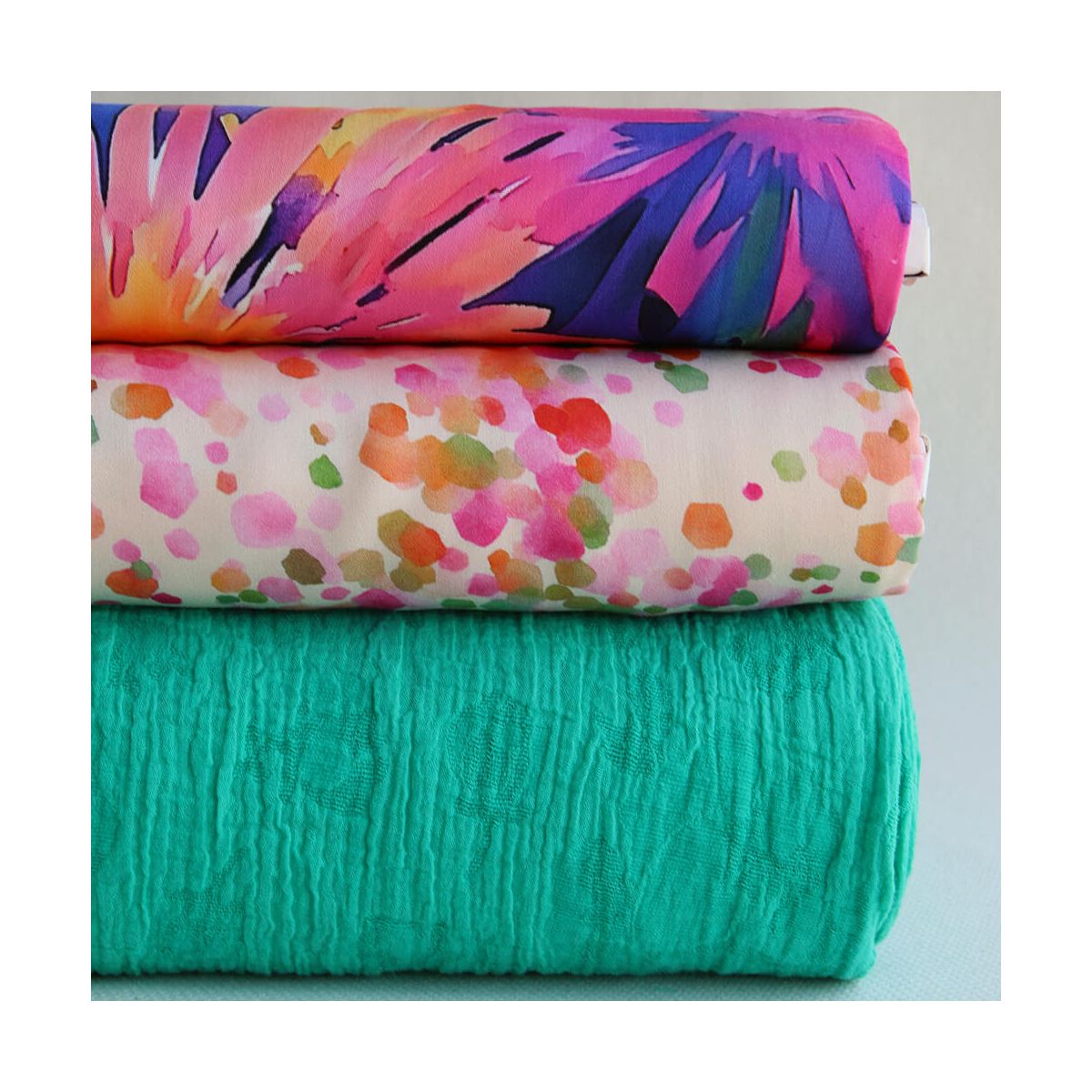 copie de Livia - Double gaze de coton jacquard graou jaune tendre et écru réversible