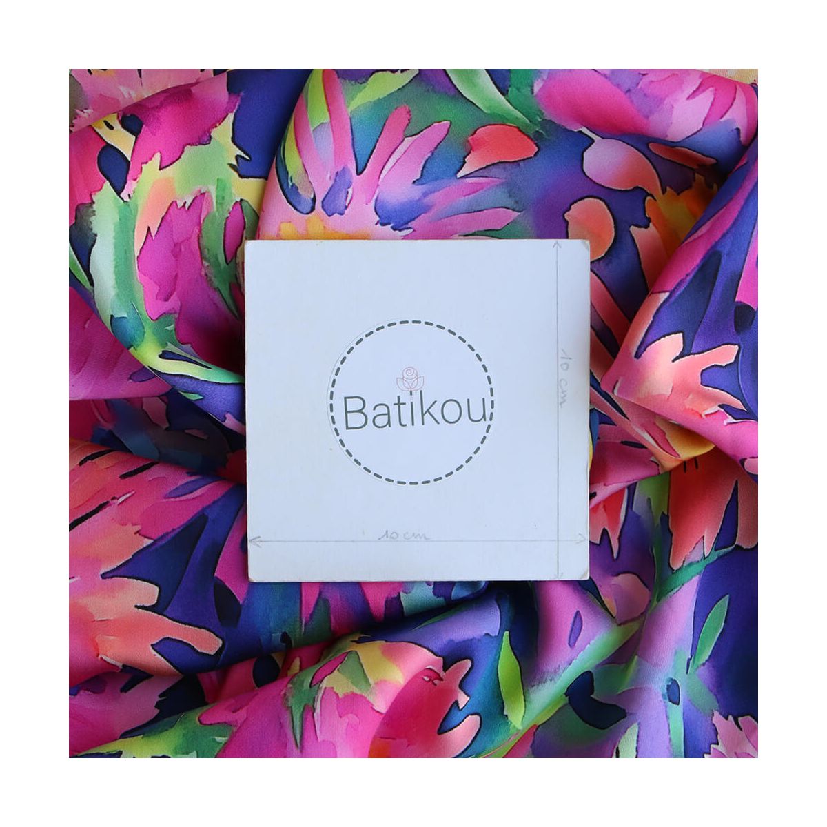 Zinzolin - Viscose satinée imprimé grand fleuri violet