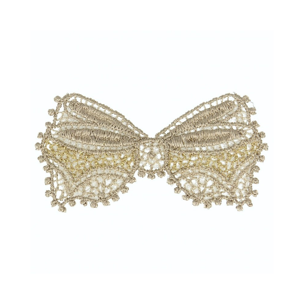 Ecusson thermocollant sans couture noeur beige / doré 5cm