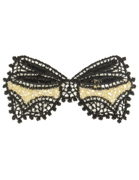 Ecusson thermocollant sans couture noeur noir / doré 5cm