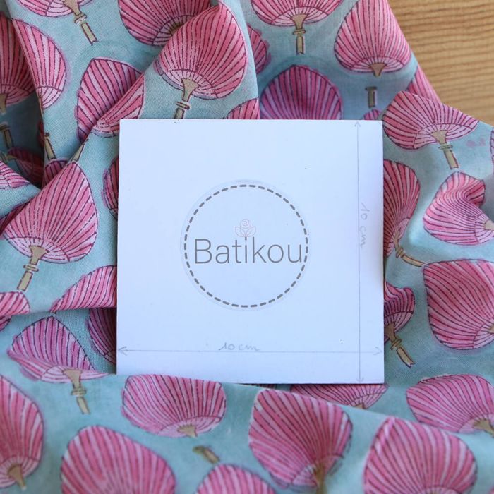 Kyra B - Tissu indien en coton imprimé main Hand Block turquoise clair