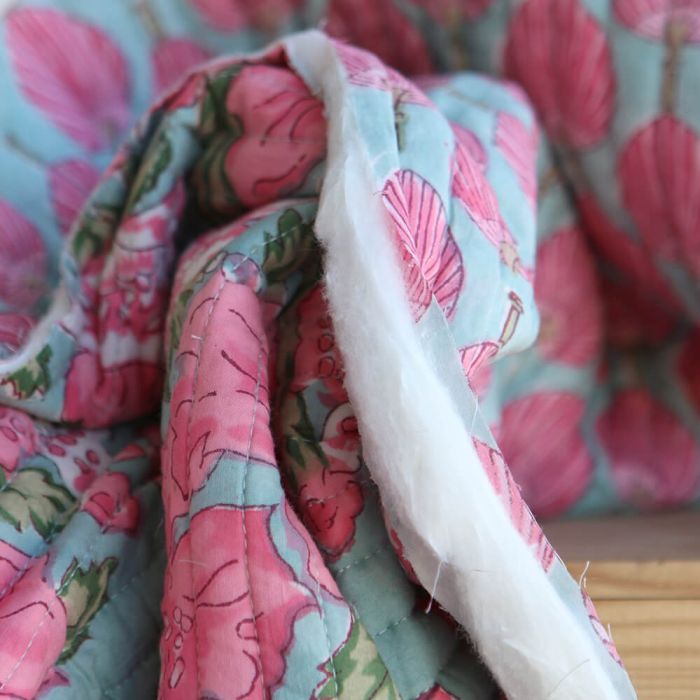 Kyra- Tissu indien matelassé double face coton hand block largeur 100cm