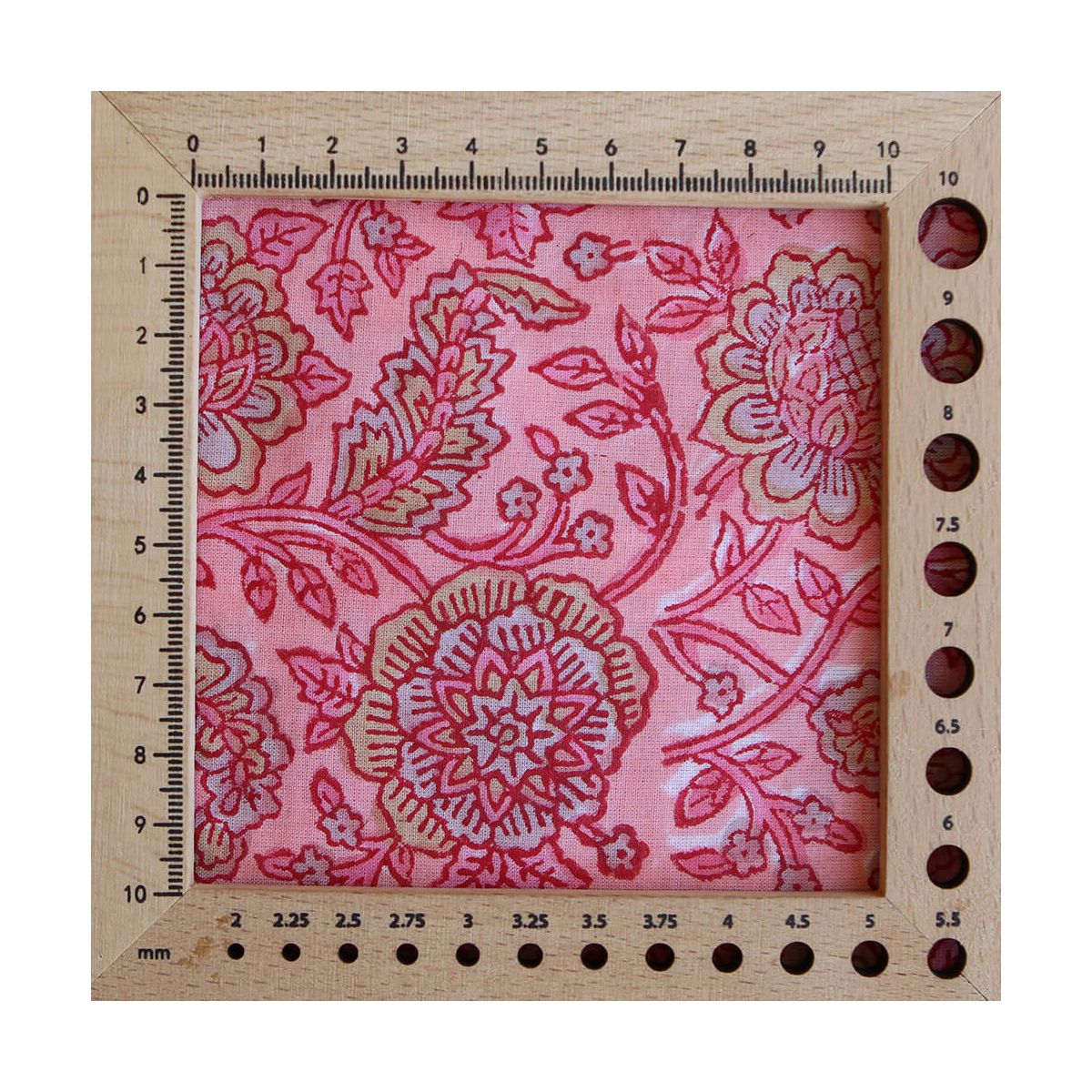 Navya - Tissu indien en coton imprimé main Hand Block corail