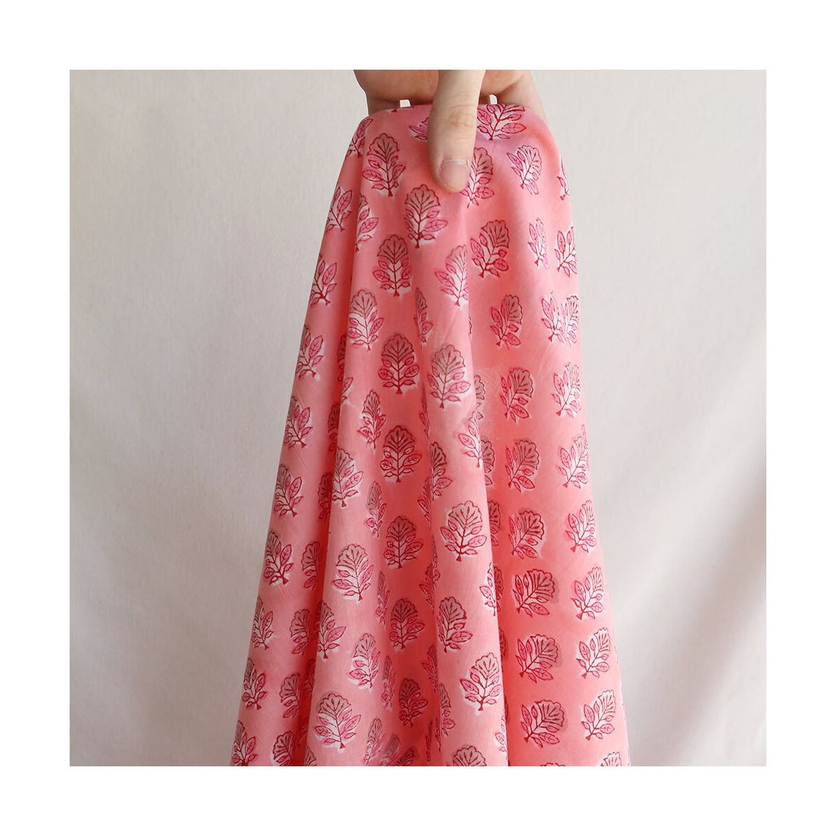 copie de Navya - Tissu indien en coton imprimé main Hand Block corail