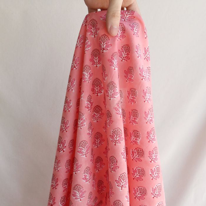 copie de Navya - Tissu indien en coton imprimé main Hand Block corail