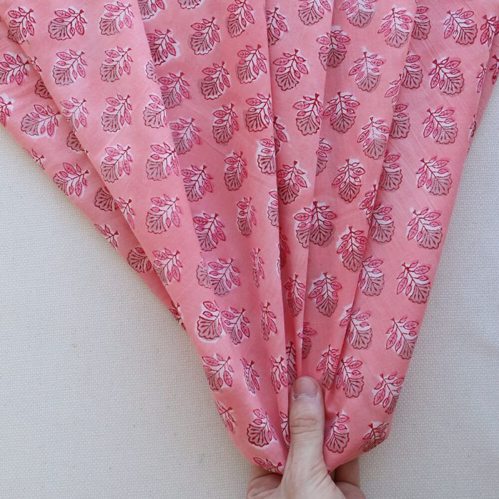 copie de Navya - Tissu indien en coton imprimé main Hand Block corail