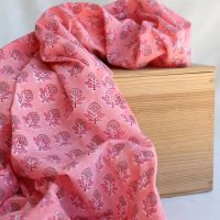 copie de Navya - Tissu indien en coton imprimé main Hand Block corail