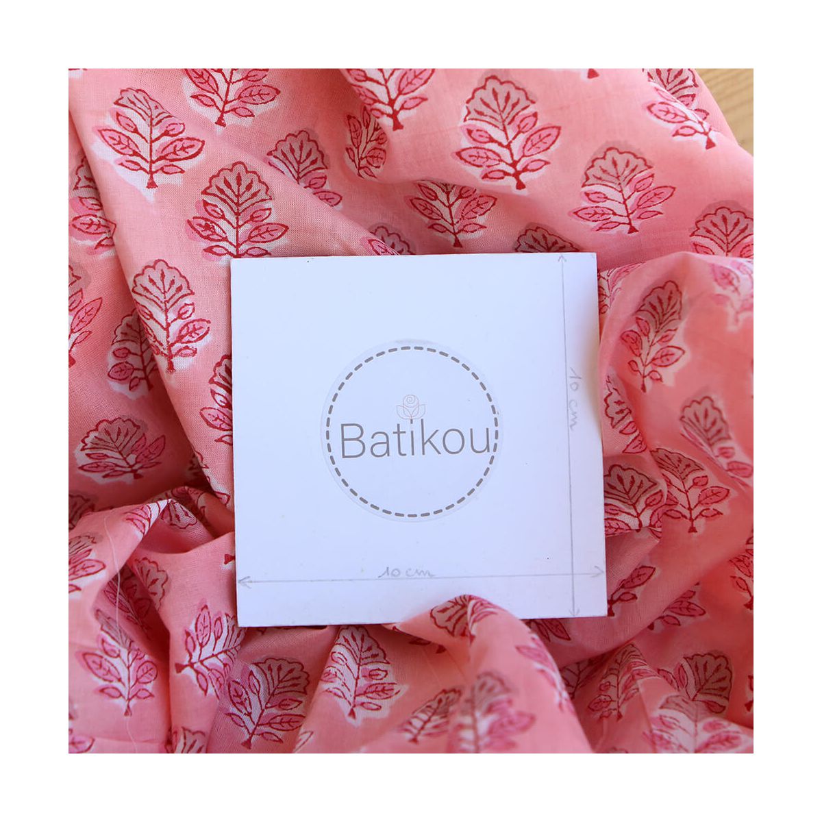 copie de Navya - Tissu indien en coton imprimé main Hand Block corail