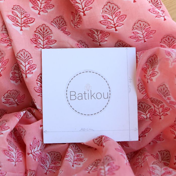 copie de Navya - Tissu indien en coton imprimé main Hand Block corail