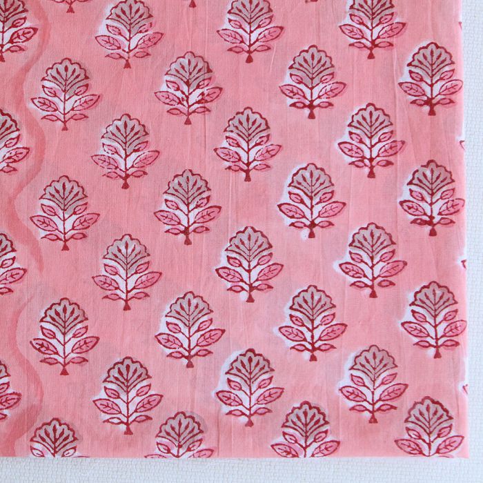 copie de Navya - Tissu indien en coton imprimé main Hand Block corail