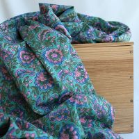Sona - Tissu indien en coton imprimé main Hand Block vert menthe