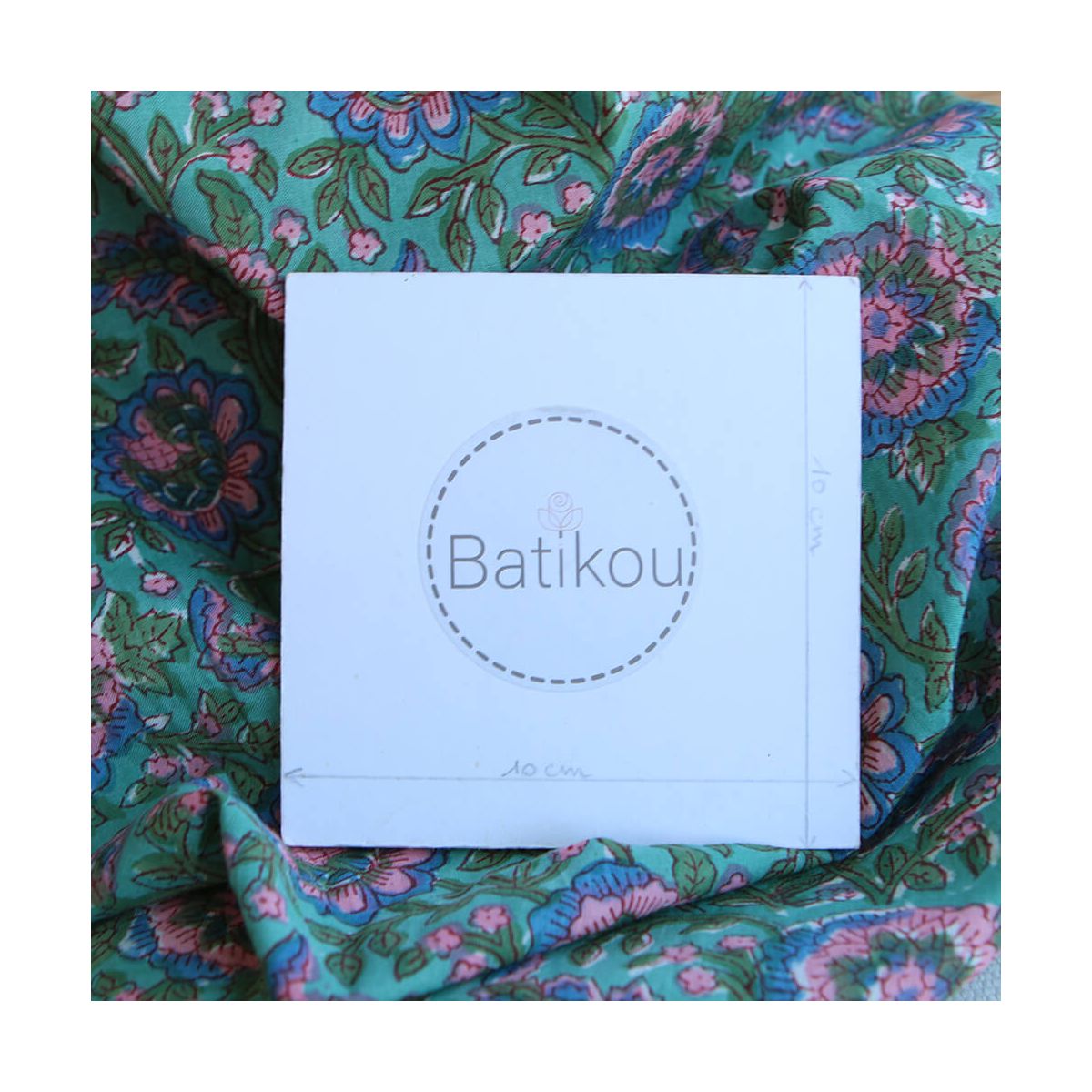 Sona - Tissu indien en coton imprimé main Hand Block vert menthe