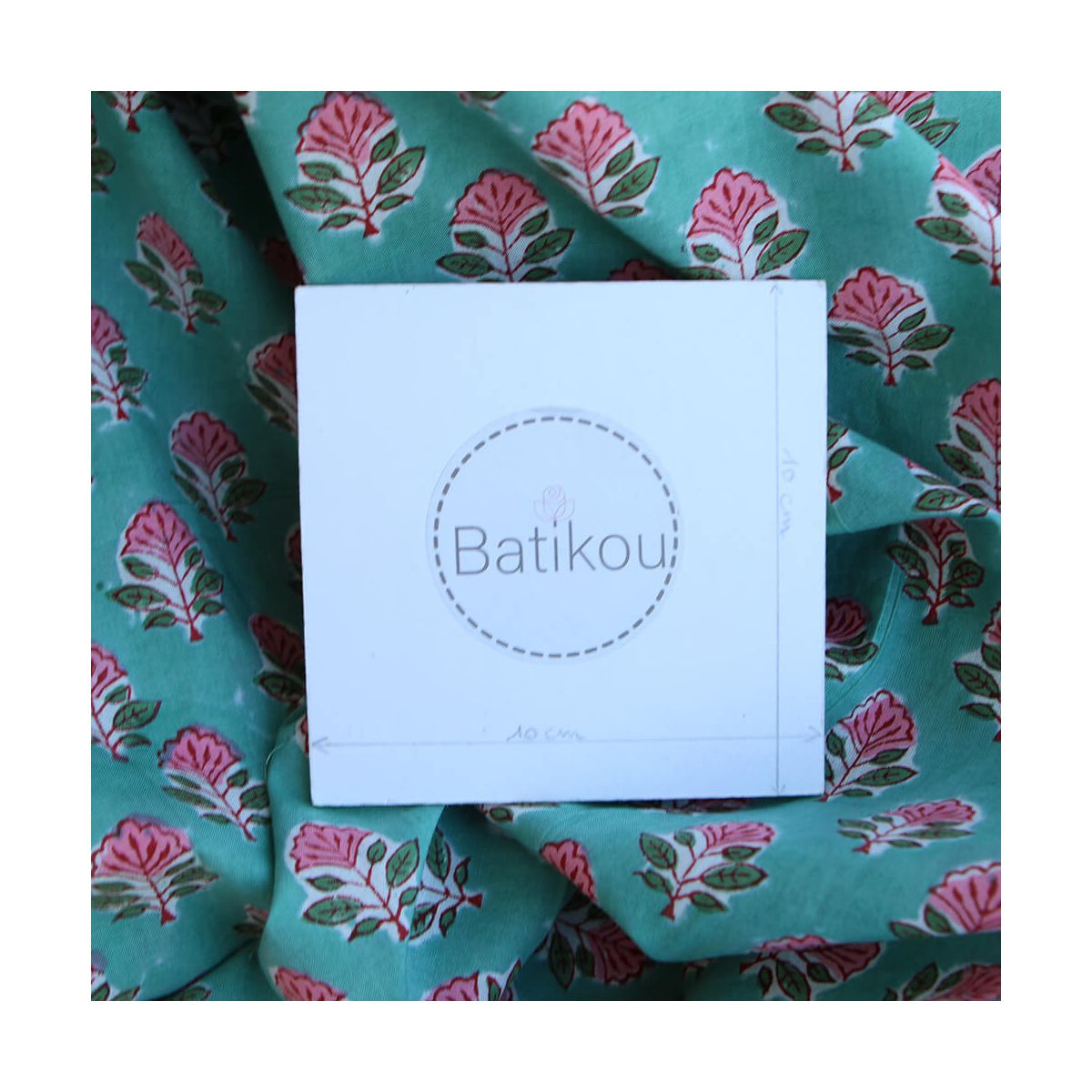 SonaB - Tissu indien en coton imprimé main Hand Block vert menthe