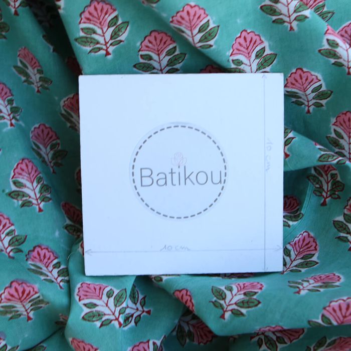 SonaB - Tissu indien en coton imprimé main Hand Block vert menthe