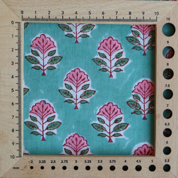 SonaB - Tissu indien en coton imprimé main Hand Block vert menthe