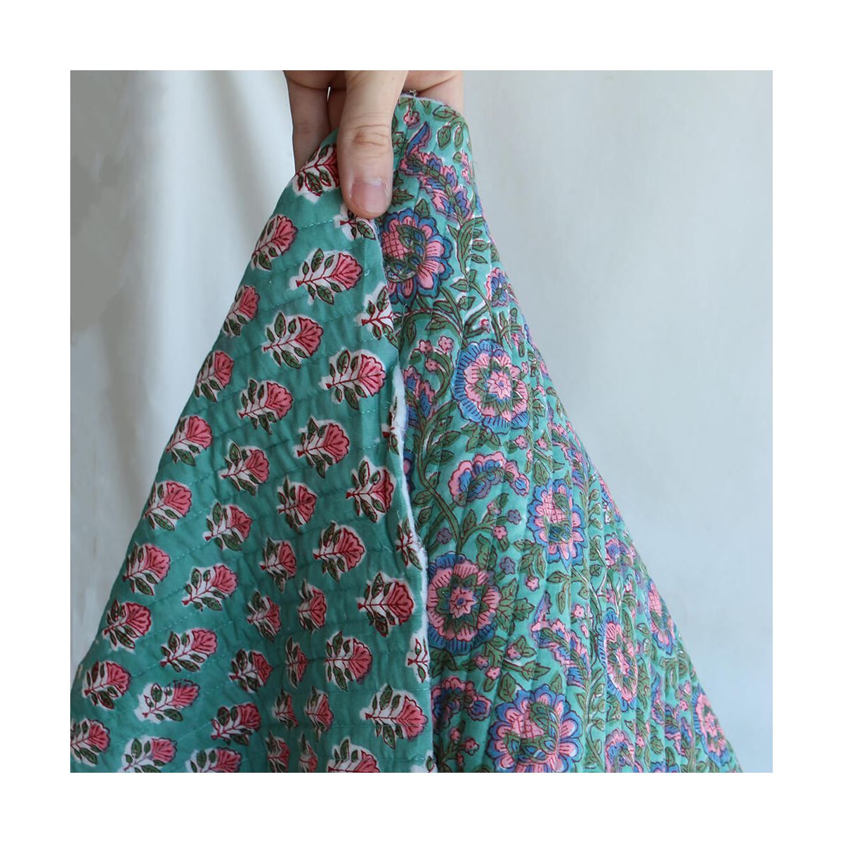 Sona - Tissu indien matelassé double face coton hand block largeur 100cm