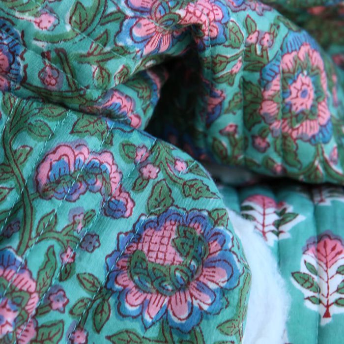 Sona - Tissu indien matelassé double face coton hand block largeur 100cm