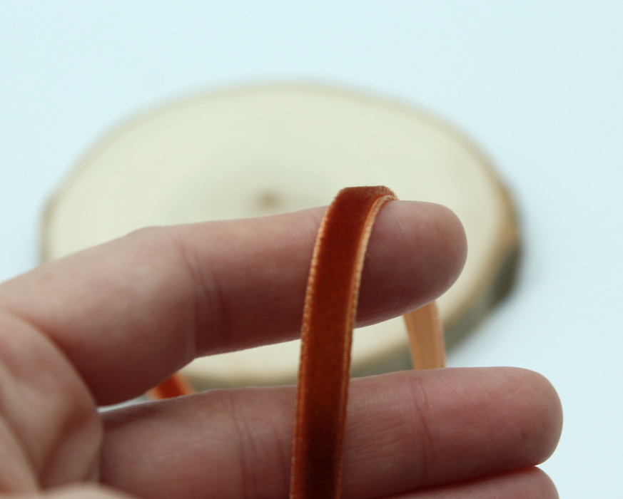 Ruban velours 7mm x1m roux écureuil