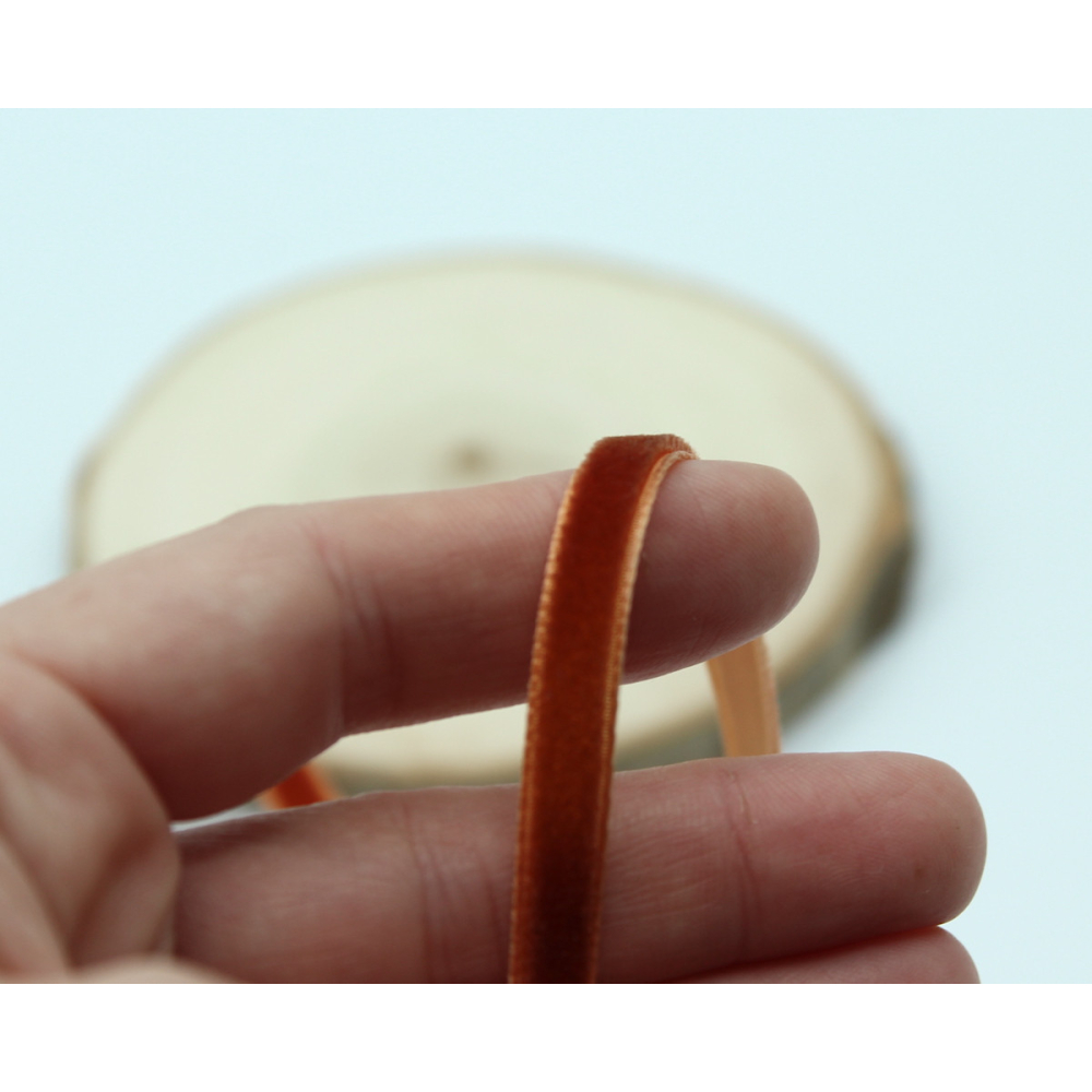 Ruban velours 7mm x1m roux écureuil