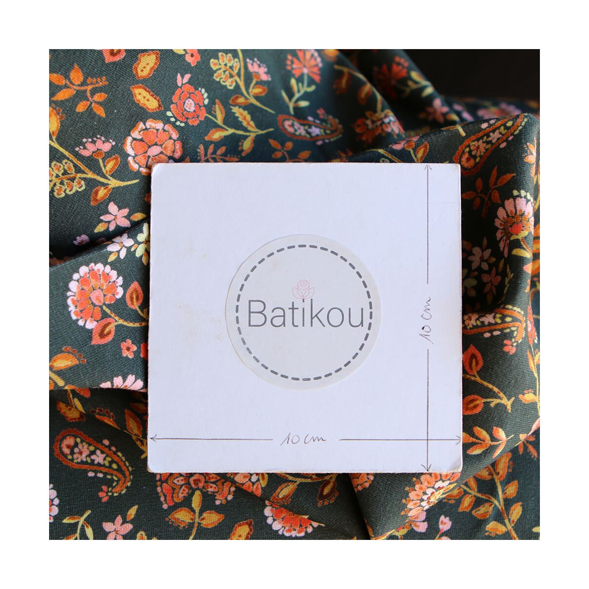 copie de Jersey de coton fond bleu nuit fleuri rose