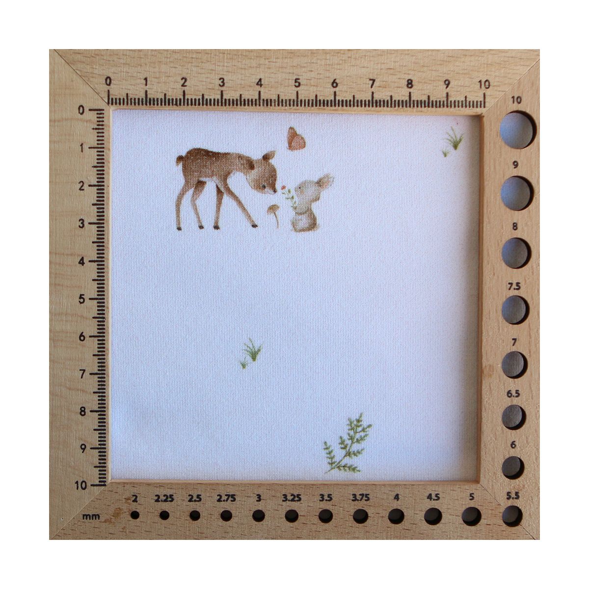 Jersey de coton fond blanc lait imprimé petites biches et lapins