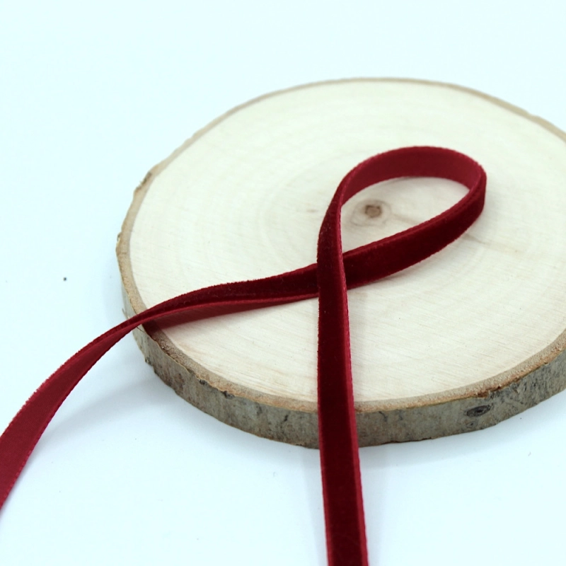 Ruban velours 7mm x1m bordeaux