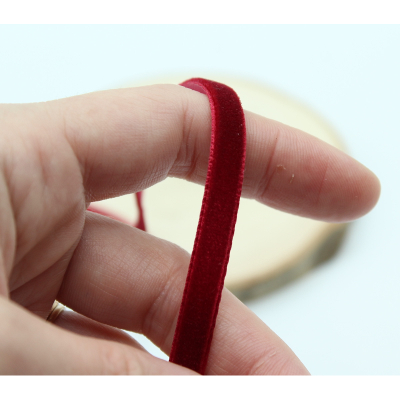 Ruban velours 7mm x1m bordeaux